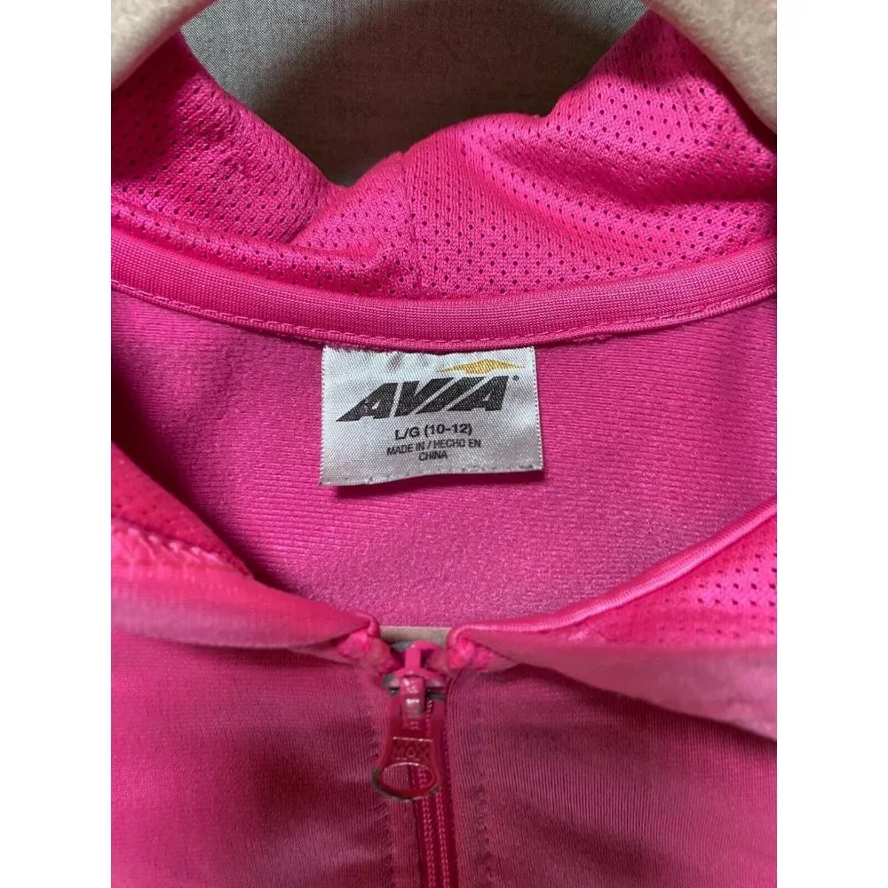 Avia Sweater Girls Large 10/12 Black Pink Color Block Full Zip Hoodie Kids Youth